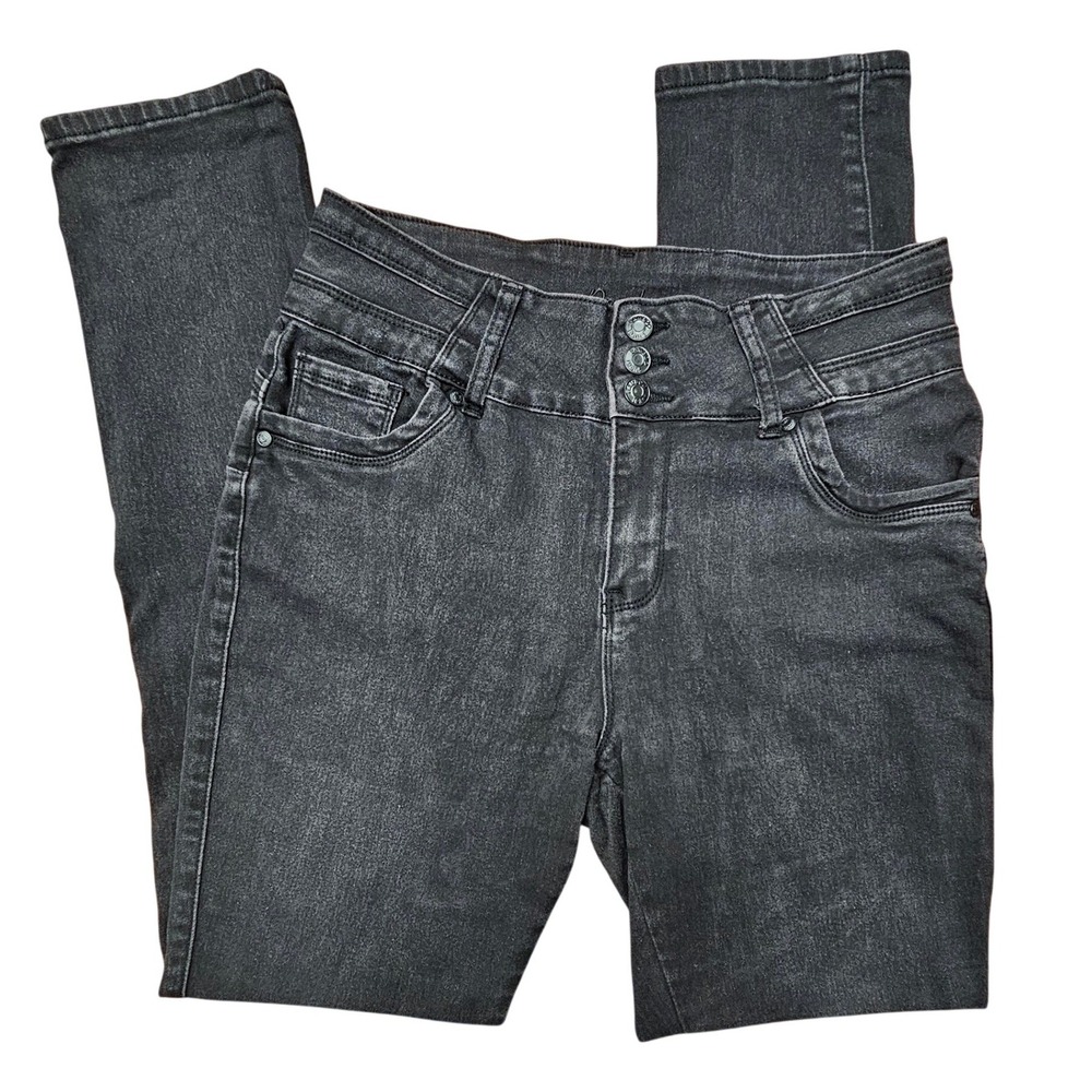 Bamboo Jeans Womens Size 13 High Waisted Skinny Jeans Faded Black Stretch Denim
